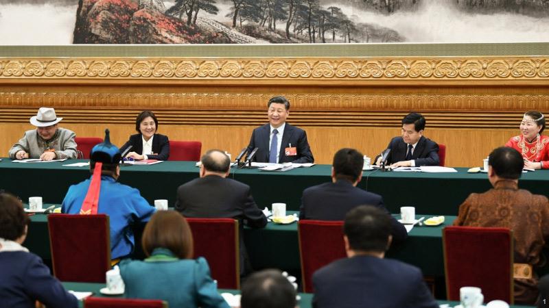 　　3月5日，中共中央总书记、国家主席、中央军委主席习近平参加十三届全国人大二次会议内蒙古代表团的审议。